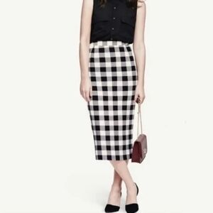 Who What Wear Black and White Gingham Pencil Skirt
